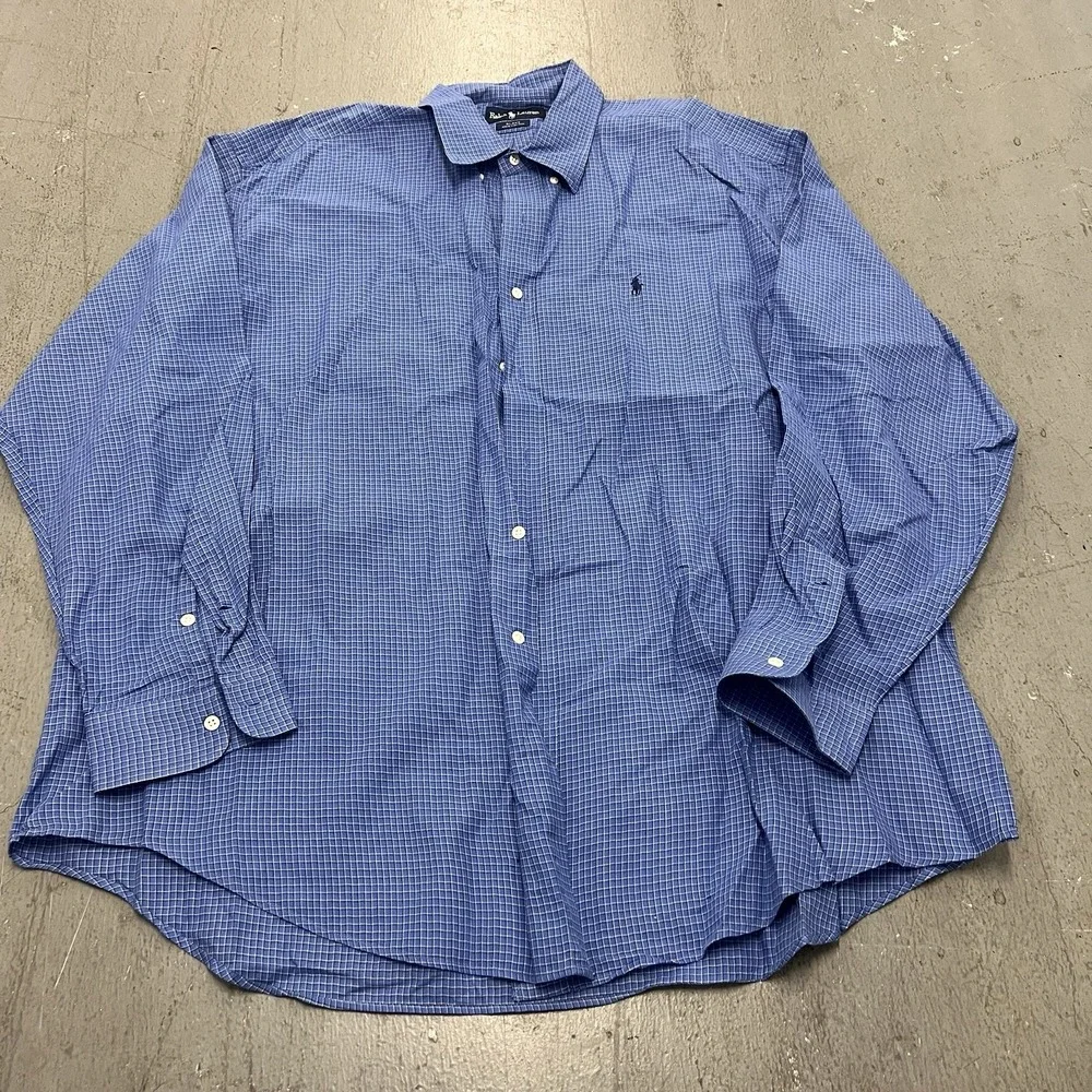 Polo Ralph Lauren Long Sleeve Button-Down Shirt XXL Blue with‎ White Stripes